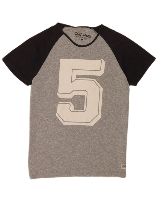 Jack & Jones muška majica kratkih rukava XL s grafičkim motivima, sivi pamuk u blokovima boja