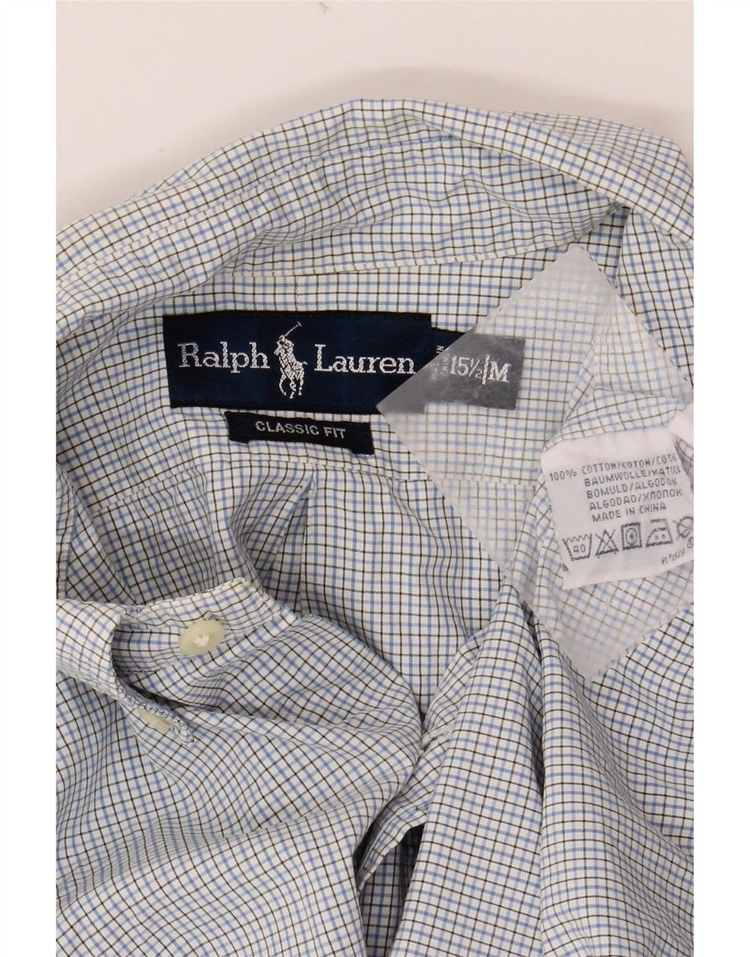 RALPH LAUREN Muška košulja veličina 15 1/2 Srednje plava gingham pamuk