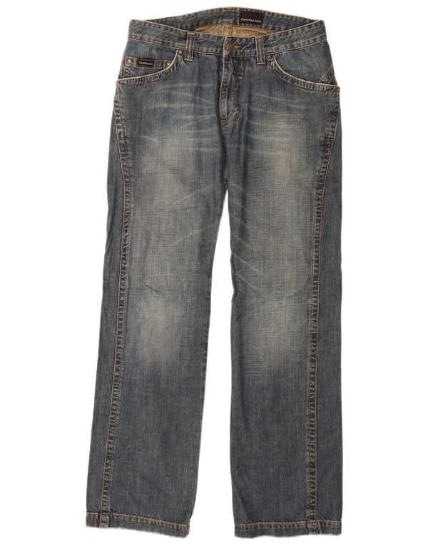 CALVIN KLEIN Ženske ravne traperice W32 L34 Plavi pamuk