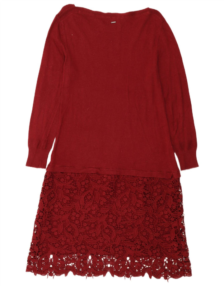 Bijela ženska džemper haljina UK 14 Srednja bordo viskoza