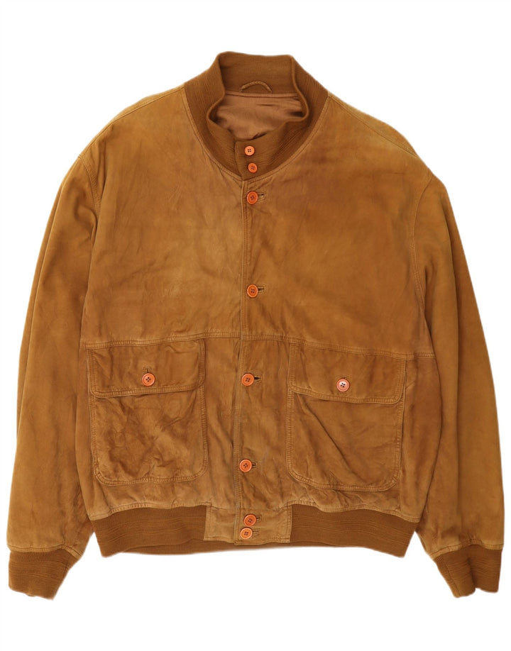 Vintage muška bomber jakna od brušene kože UK 42 XL bež