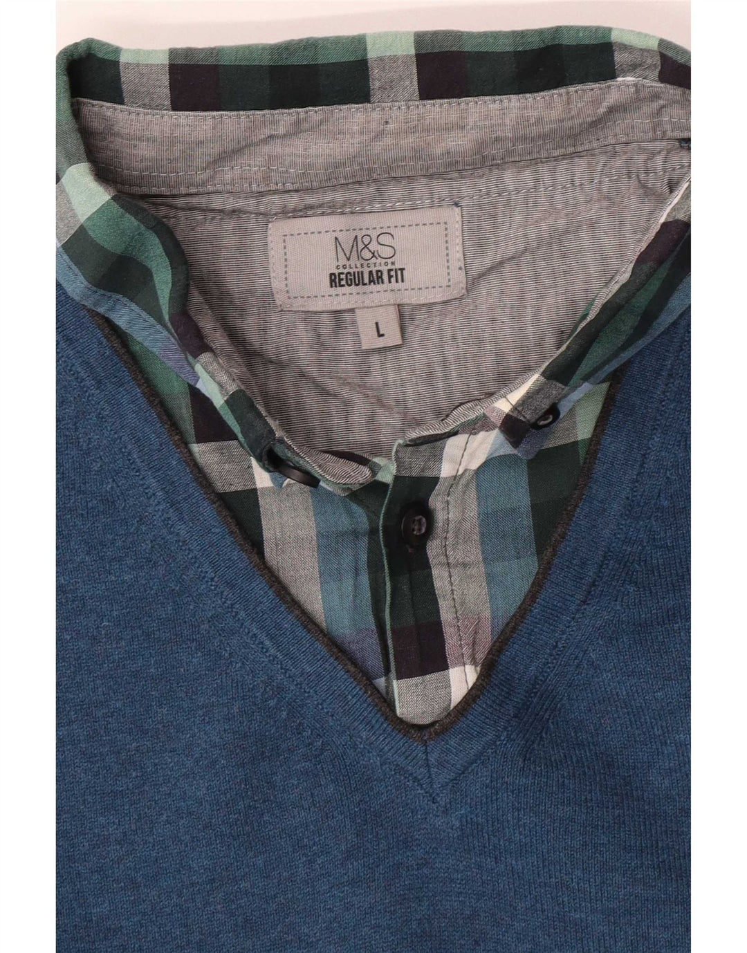 Marks & Spencer muški pulover s polo ovratnikom Regular Fit Large Blue