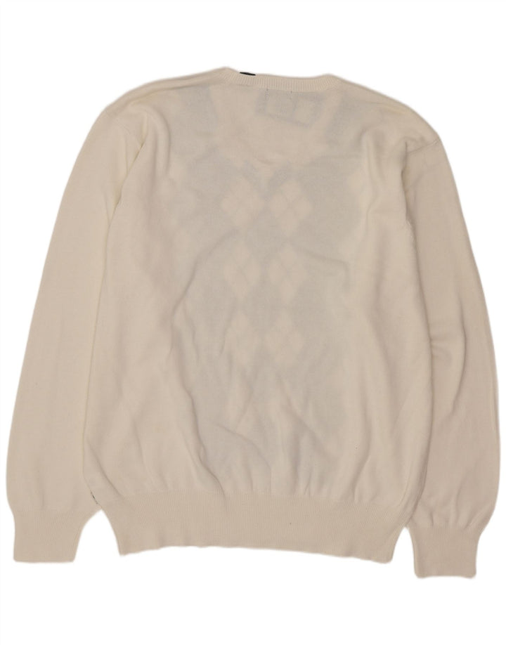 Izod muški džemper s V-izrezom XL bijeli argyle/dijamantni pamuk