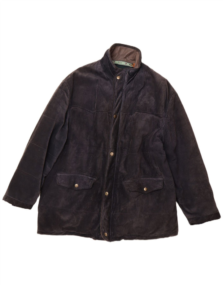 Vintage muška vjetrovka od brušene kože IT 52 XL tamnoplava koža