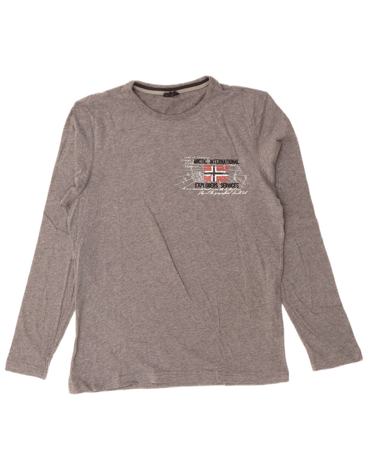 NAPAPIJRI muška grafička majica dugih rukava srednje sive boje