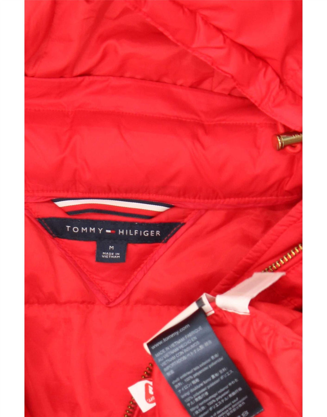 Tommy Hilfiger ženska podstavljena jakna s kapuljačom UK 14 Srednje crvena poliamid