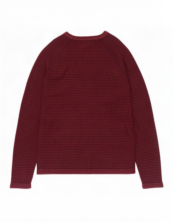 Jack & Jones muški džemper s lađastim izrezom srednje veličine, pamuk s bordo prugama