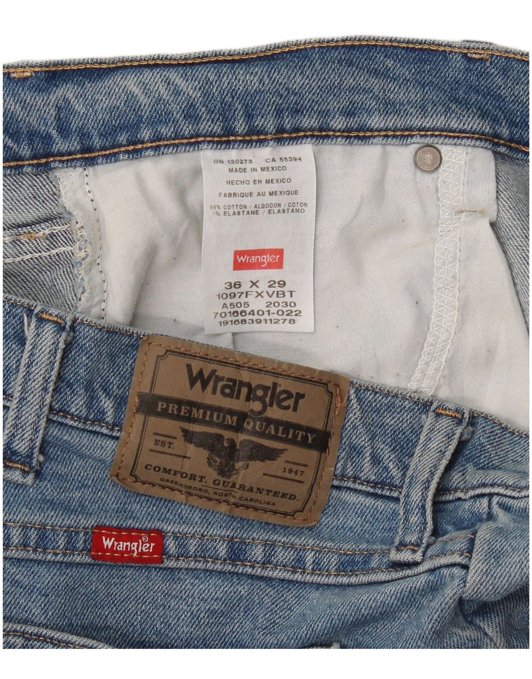 Wrangler muške ravne traperice W36 L29 plavi pamuk