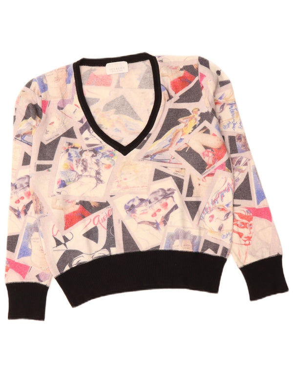 Iceberg ženski kratki džemper s V-izrezom IT 46 Large Off White Colourblock