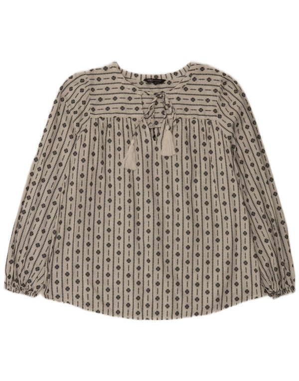 Marks & Spencer Top ženska bluza UK 16 Veliki bijeli geometrijski pamuk