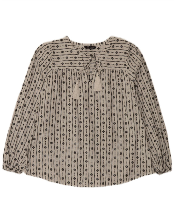 Marks & Spencer Top ženska bluza UK 16 Veliki bijeli geometrijski pamuk