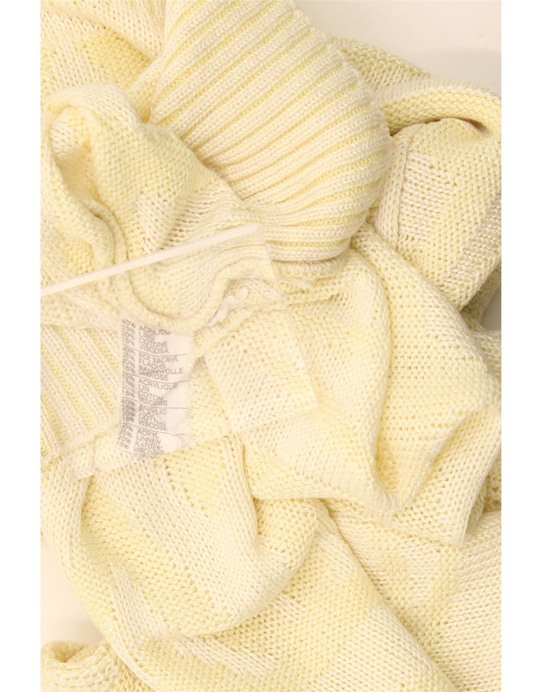 VINTAGE ženski džemper s okruglim izrezom UK 18 XL žuti geometrijski akril