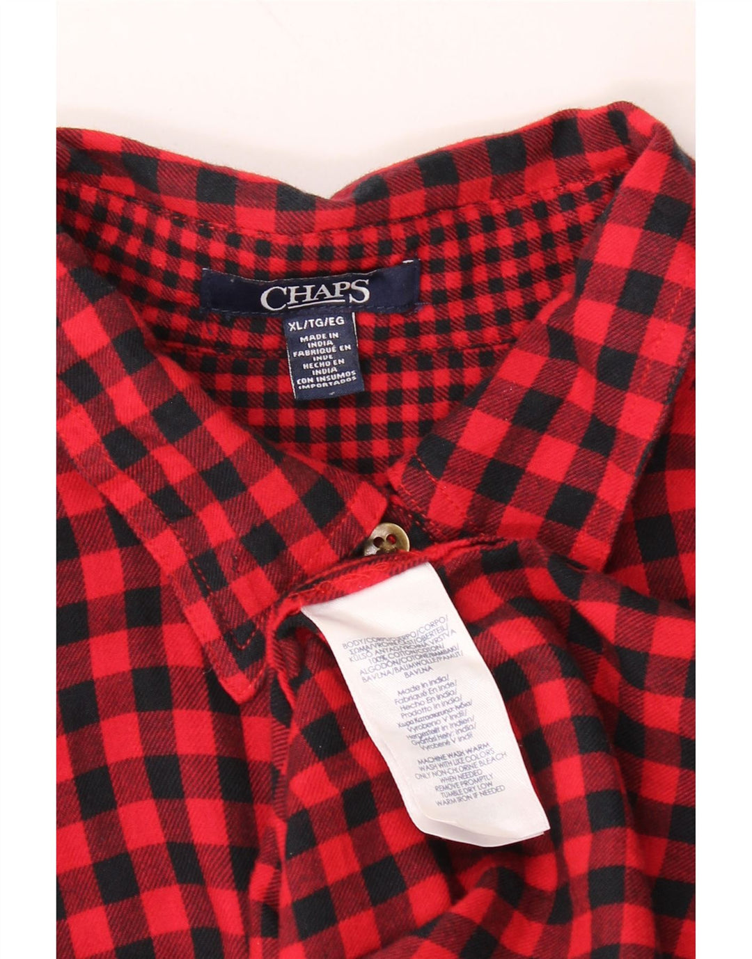 CHAPS Womens Flannel Shirt UK 18 XL Red Gingham Cotton Vintage Chaps and Second-Hand Chaps from Messina Hembry 