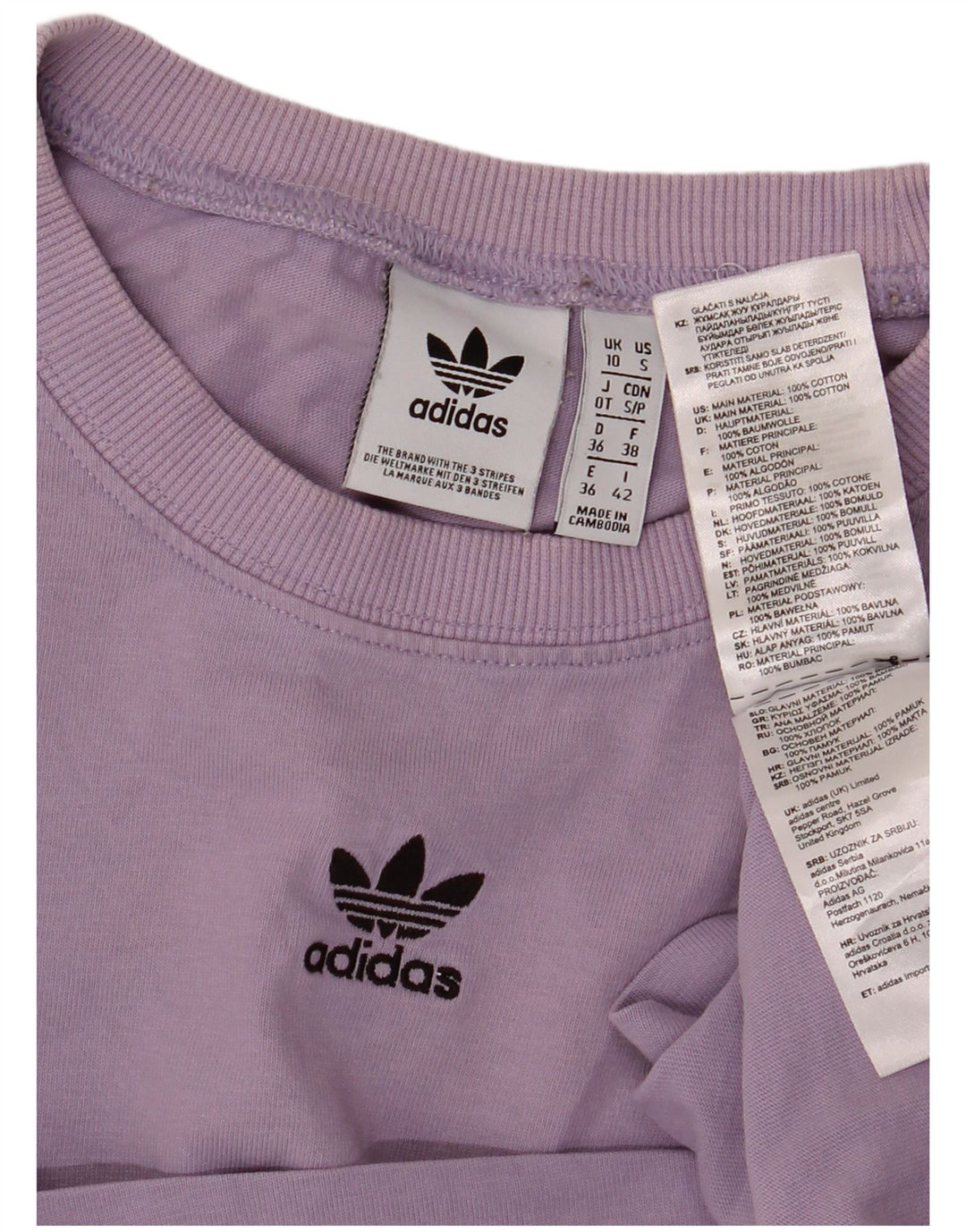 ADIDAS ženska majica kratkih rukava UK 10 Small Purple Cotton