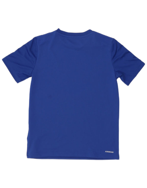 Adidas Boys Aeroready T-Shirt Top 11-12 Years Blue Poliester