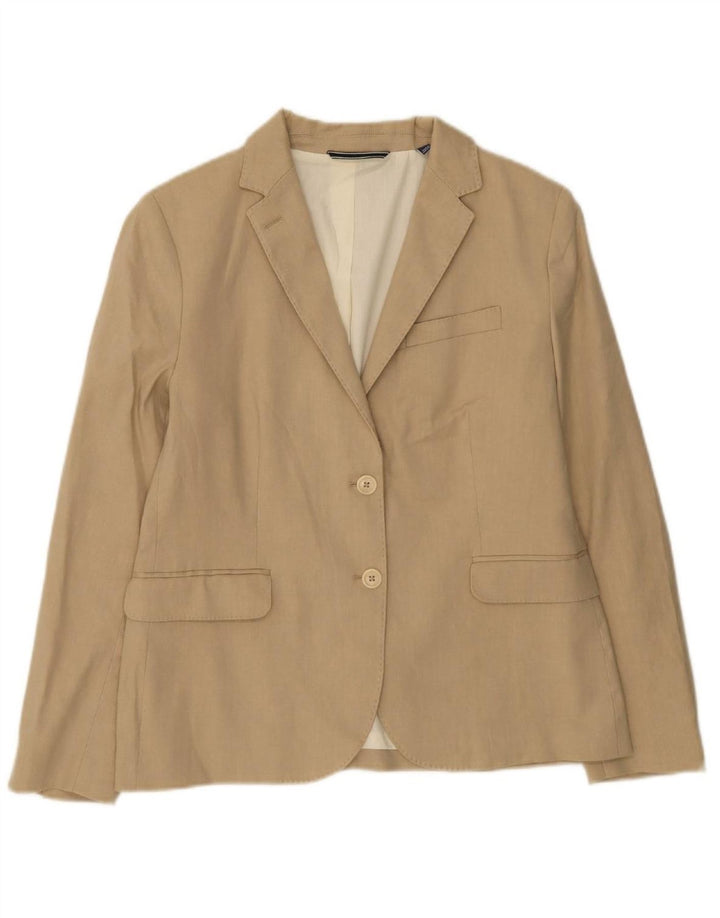 GANT Womens 2 Button Blazer Jacket UK 16 Large Beige Linen