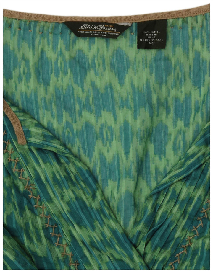 Eddie Bauer Ženska majica široke tunike 3/4 rukava UK 6 XS Green Ikat Pamuk