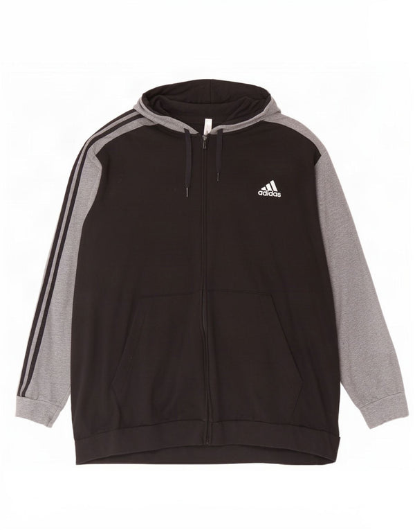 Adidas muški pulover s kapuljačom na patentni zatvarač 4XL, crni pamuk u blokovima boja