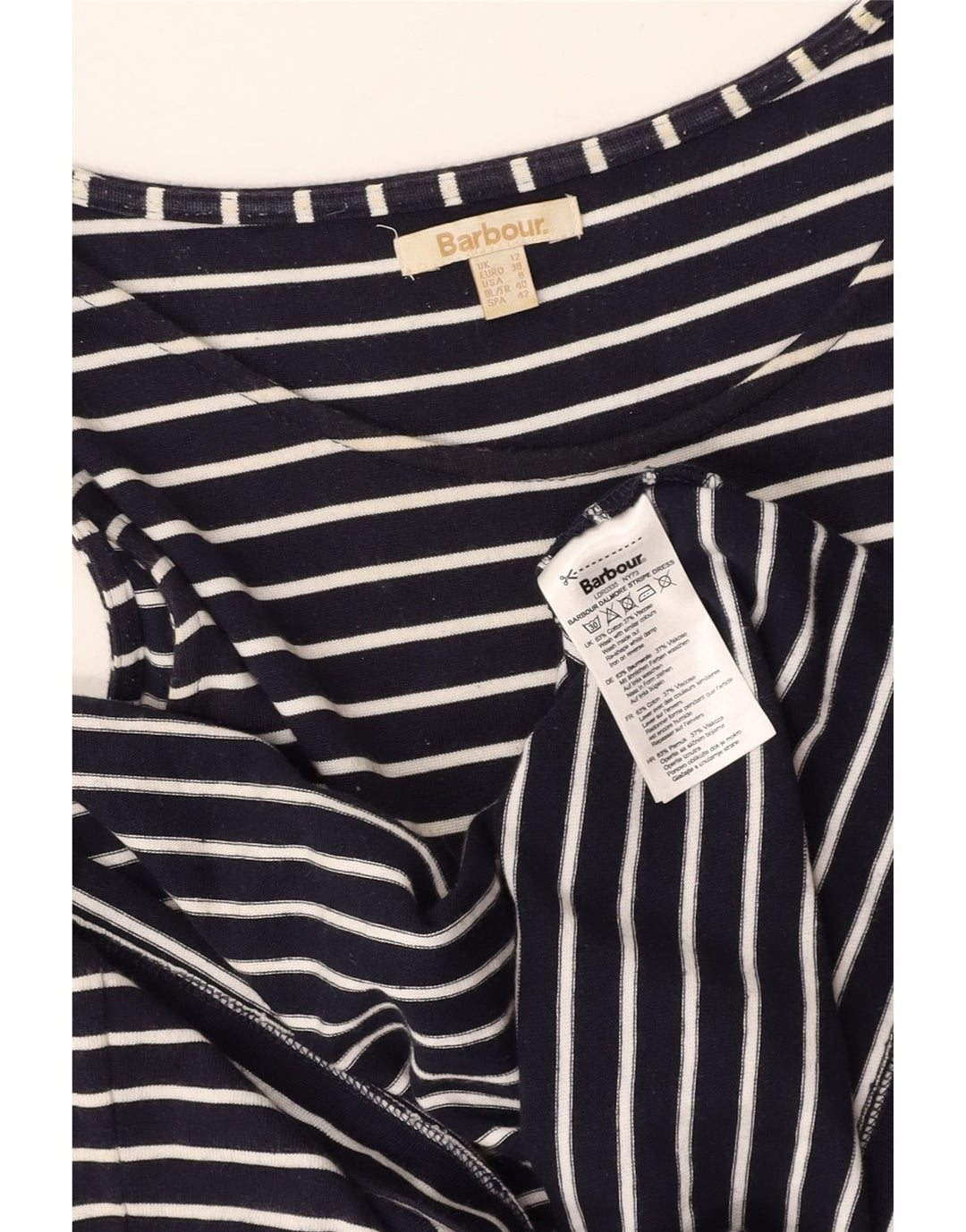 BARBOUR Ženska T-shirt haljina bez rukava UK 12 Srednja tamnoplava prugasta