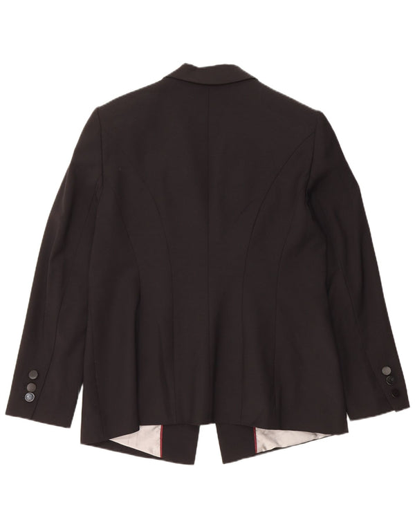 Marks & Spencer Womens 1 Button Blazer Jacket UK 16 Large Black New Wool