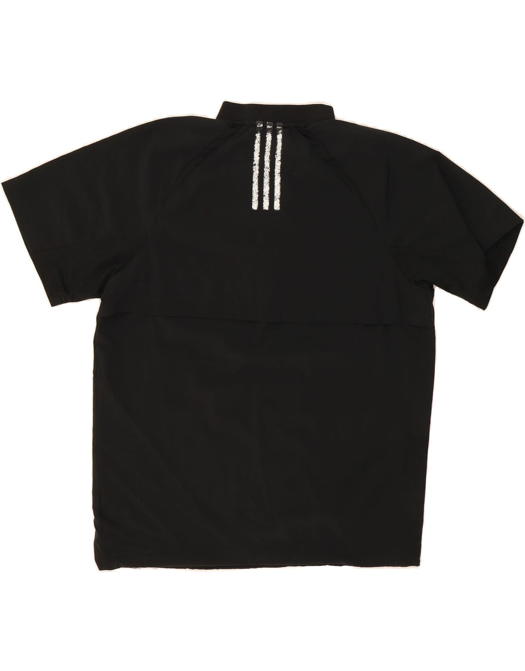 ADIDAS Mens Short Sleeve Zip Neck Pullover Tracksuit Top Small Black Vintage Adidas and Second-Hand Adidas from Messina Hembry 