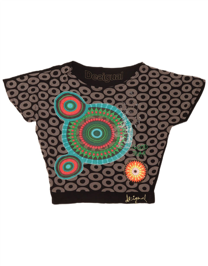 Desigual gornji dio ženske grafičke bluze UK 14 srednje crne geometrijske viskoze
