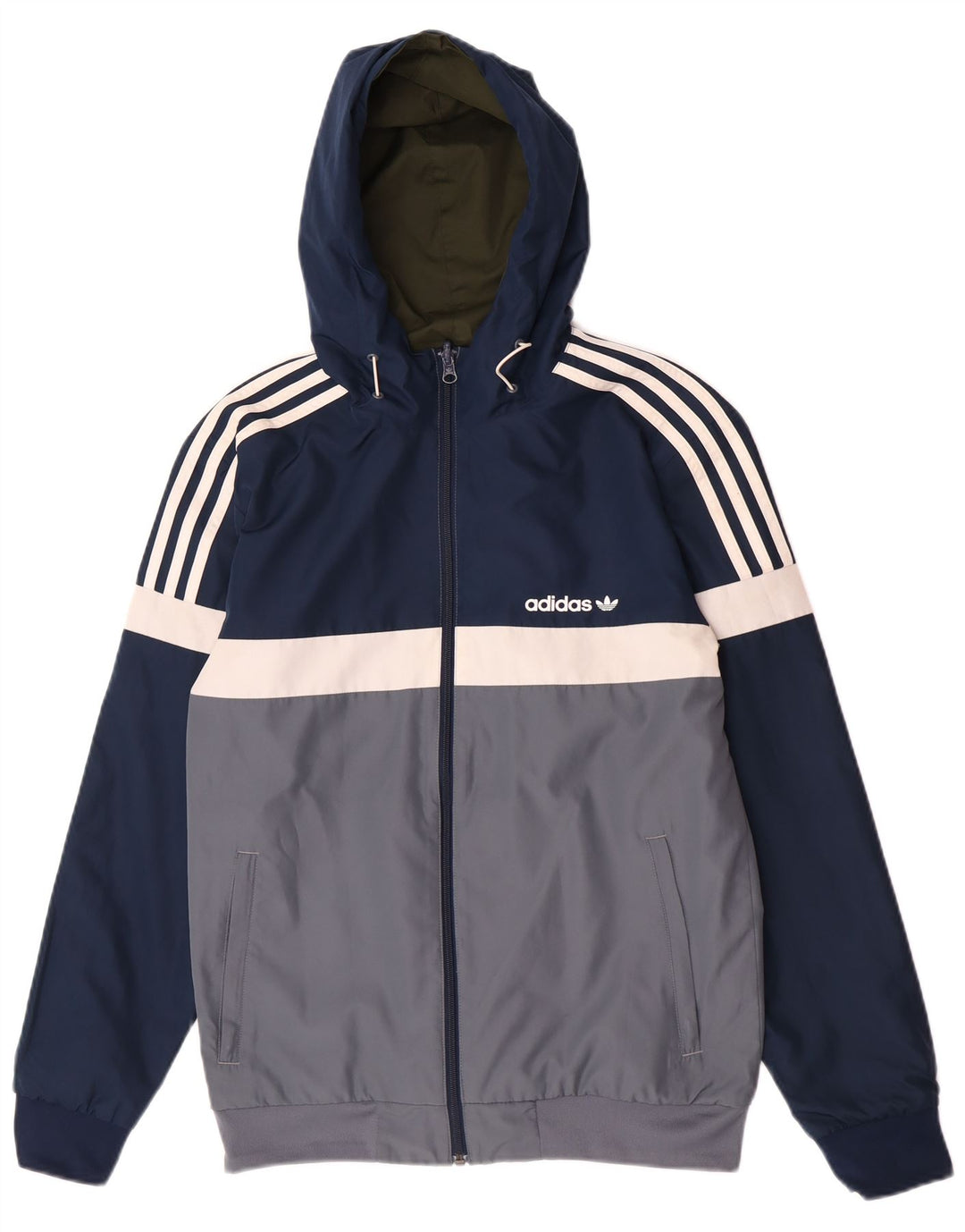 Adidas muška bomber jakna s kapuljačom UK 36 mala kaki poliester