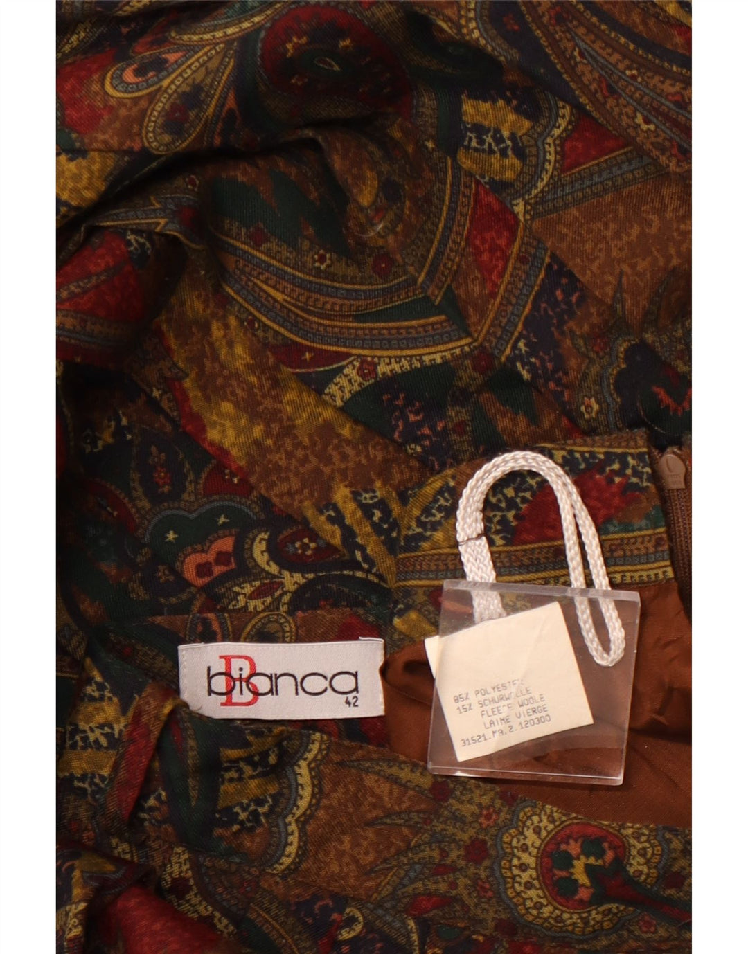 BIANCA Ženska plisirana suknja IT 42 srednje veličine W30 smeđi poliester s paisley bojama