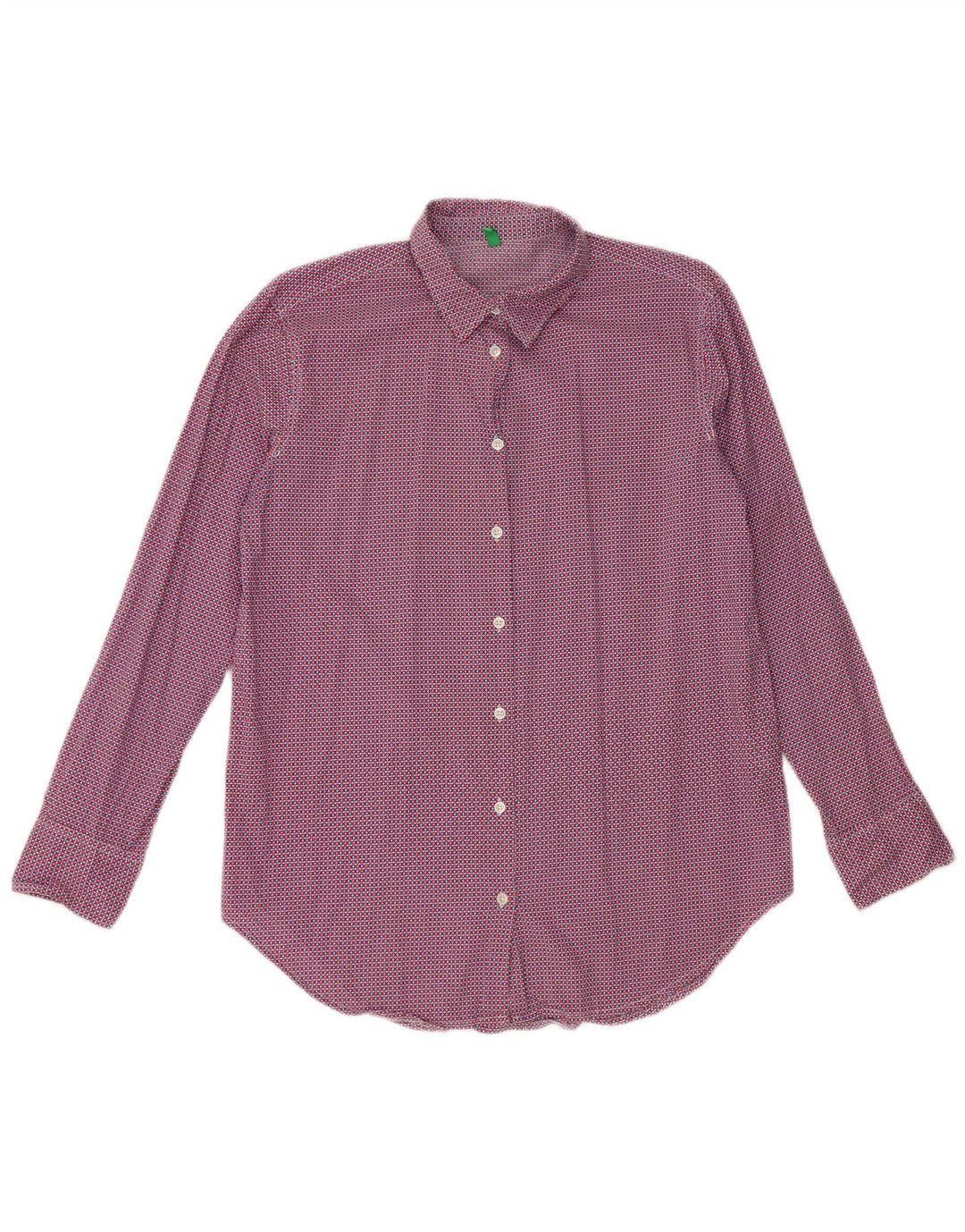 BENETTON ženska prevelika košulja UK 6 XS Crveni geometrijski pamuk