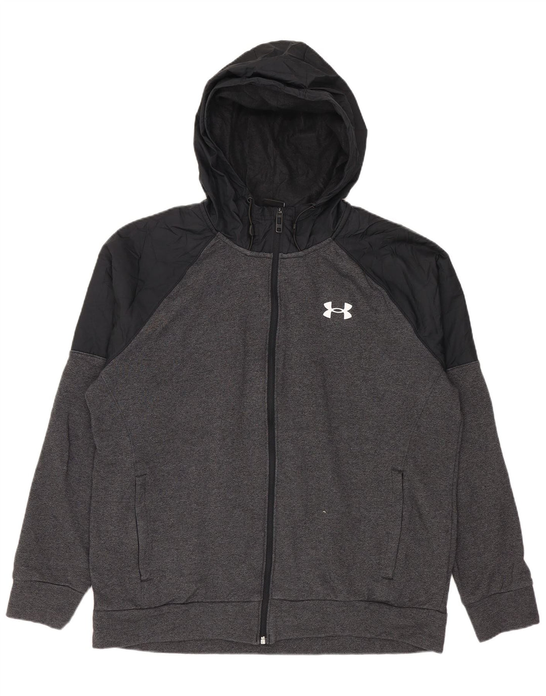 Under Armour muški pulover s kapuljačom na patentni zatvarač Veliki sivi pamuk