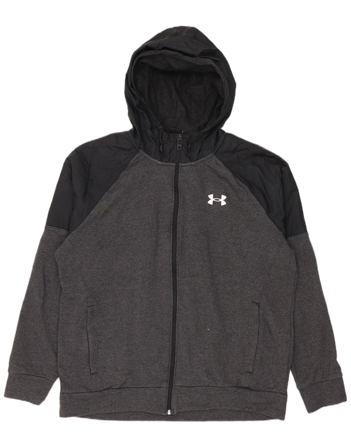Under Armour muški pulover s kapuljačom na patentni zatvarač Veliki sivi pamuk