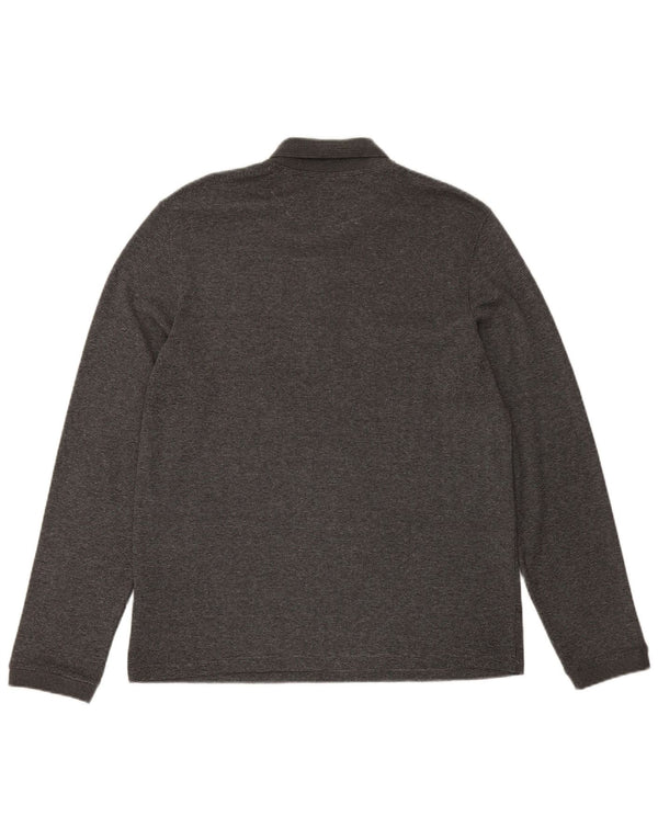 TED BAKER Mens London Long Sleeve Polo Shirt Size 5 XL Grey Cotton