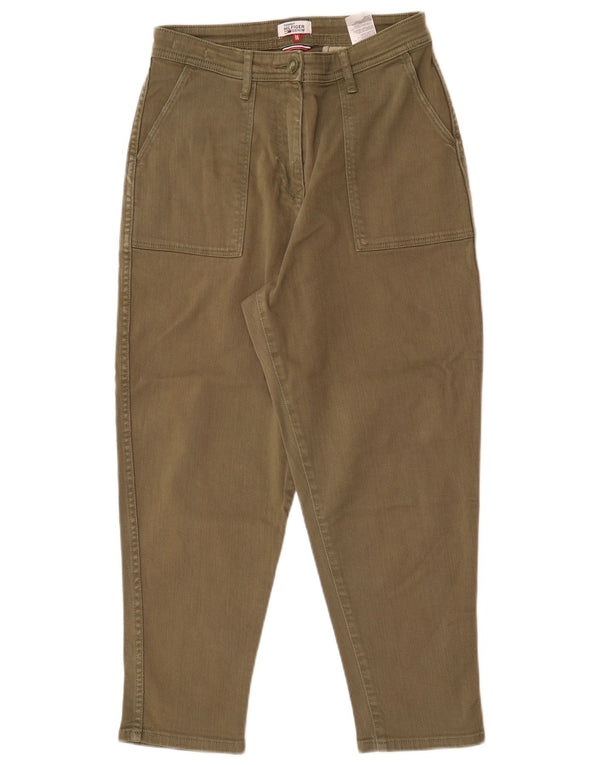 Tommy Hilfiger Womens Tapered Cropped Trousers W26 L24 Khaki Cotton