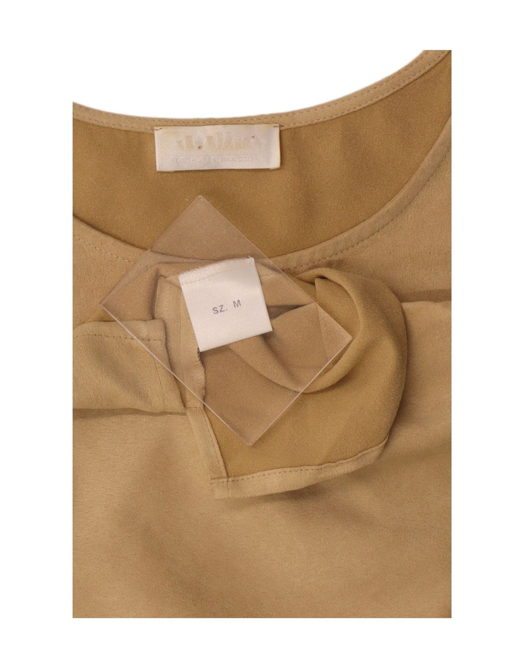 VINTAGE Womens Crop Sleeveless Blouse Top UK 14 Medium Beige Polyester Vintage Vintage and Second-Hand Vintage from Messina Hembry 