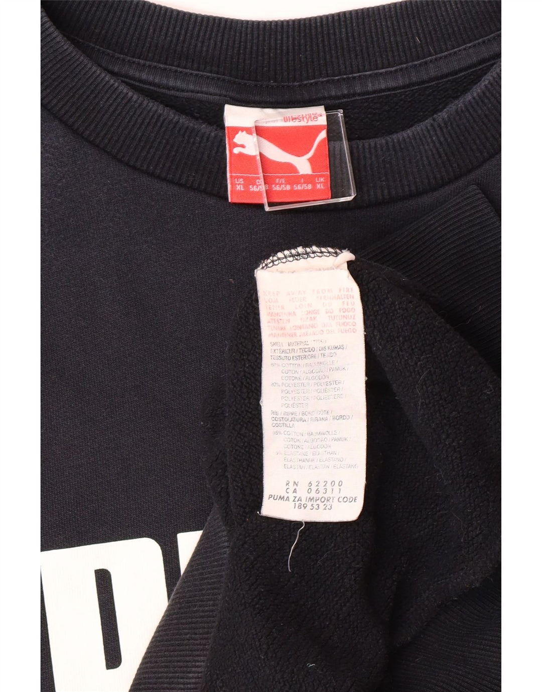PUMA Mens Graphic Sweatshirt Jumper XL Black Cotton