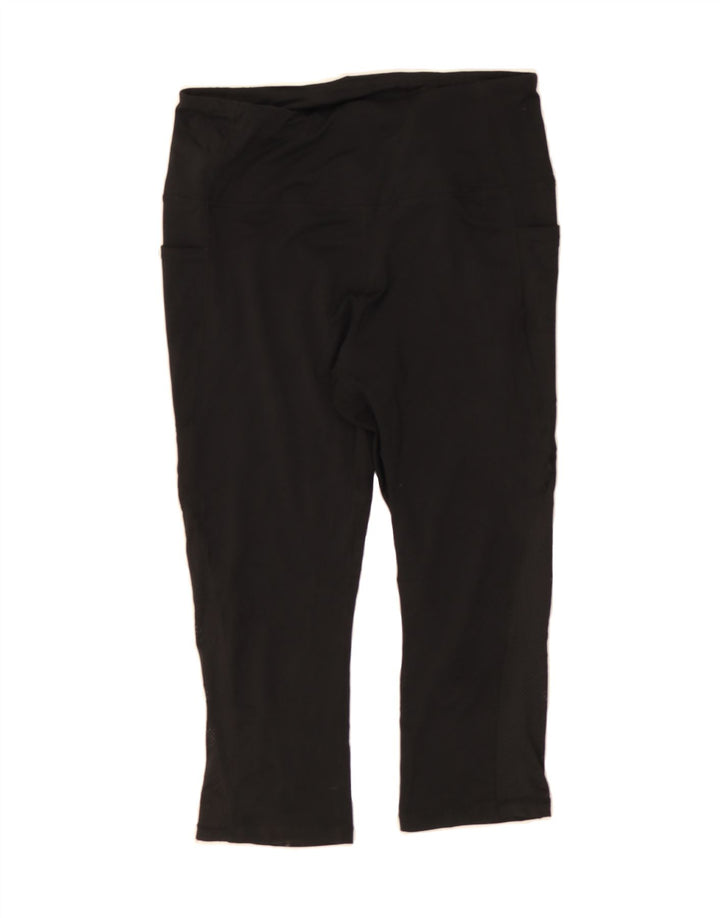 REEBOK Womens Capri Leggings UK 14 Large  Black Vintage Reebok and Second-Hand Reebok from Messina Hembry 