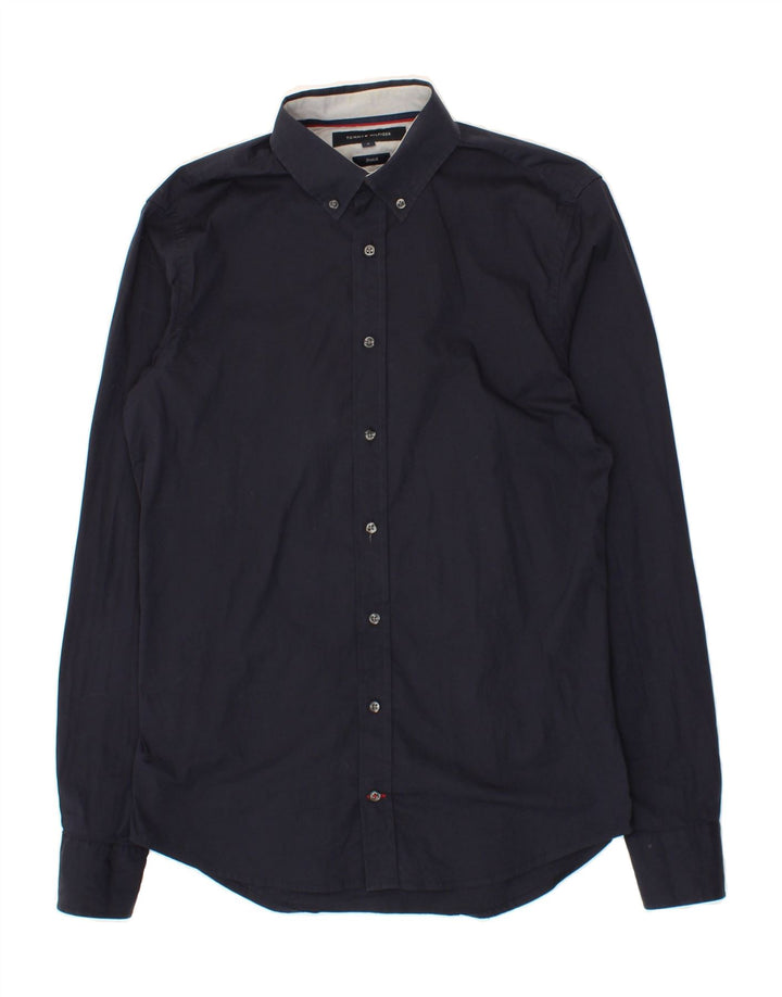 TOMMY HILFIGER Mens Shirt Small Navy Blue Cotton Vintage Tommy Hilfiger and Second-Hand Tommy Hilfiger from Messina Hembry 