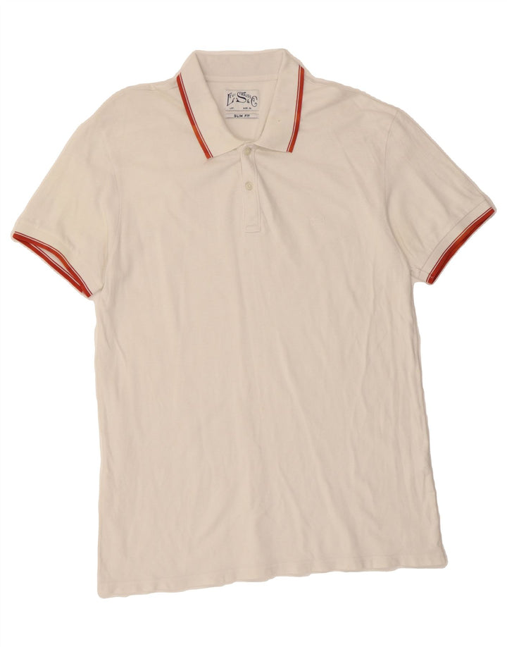 LEVI'S Mens Slim Fit Polo Shirt XL White Vintage Levi's and Second-Hand Levi's from Messina Hembry 
