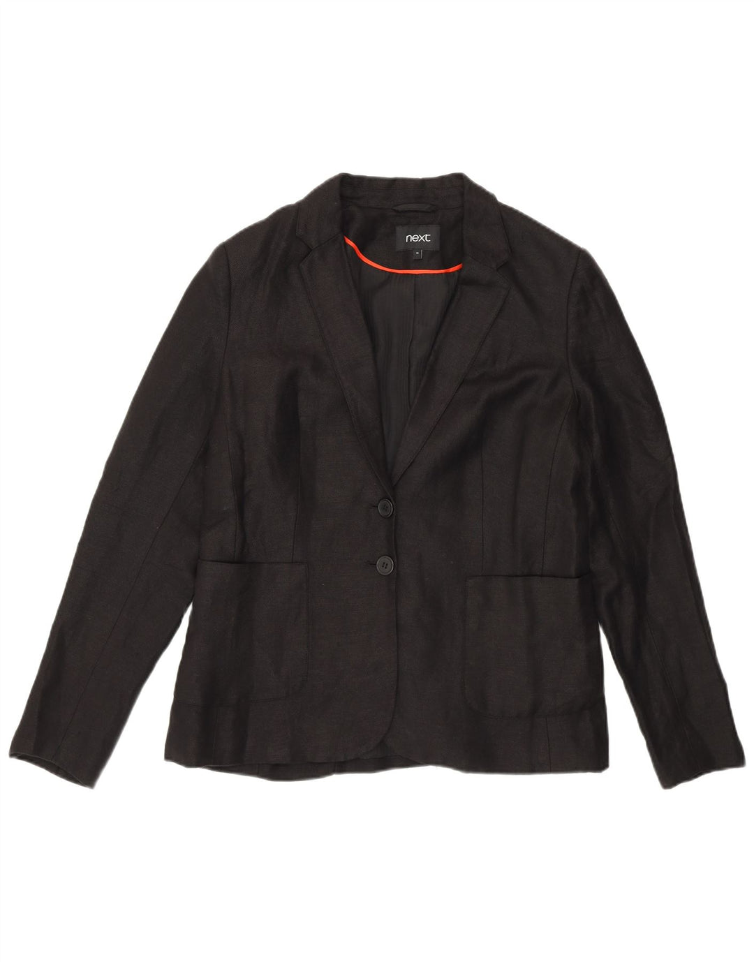 NEXT Womens 2 Button Blazer Jacket UK 16 Large Black Linen