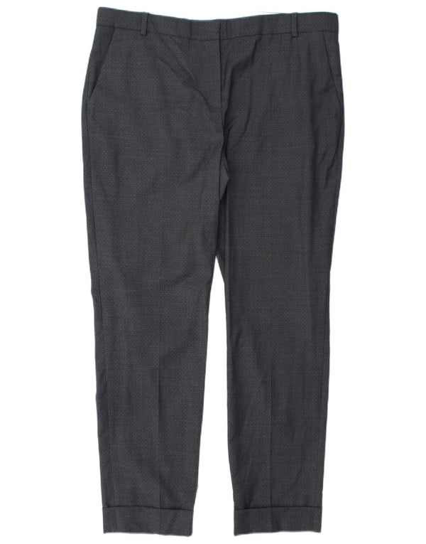 JIGSAW Ženske ravne chino hlače UK 14 Large W34 L28 Sivo na točkice