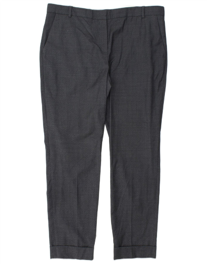 JIGSAW Ženske ravne chino hlače UK 14 Large W34 L28 Sivo na točkice