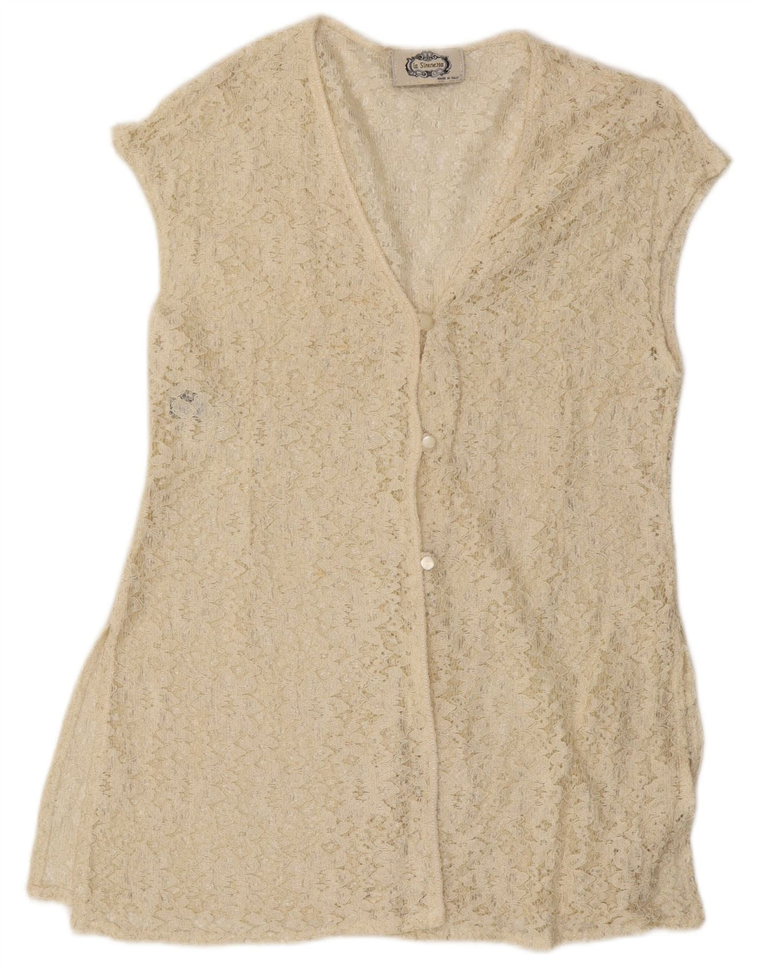 LA SIRENETTA Ženska košulja bez rukava UK 14 Srednje smeđe bijela viskoza