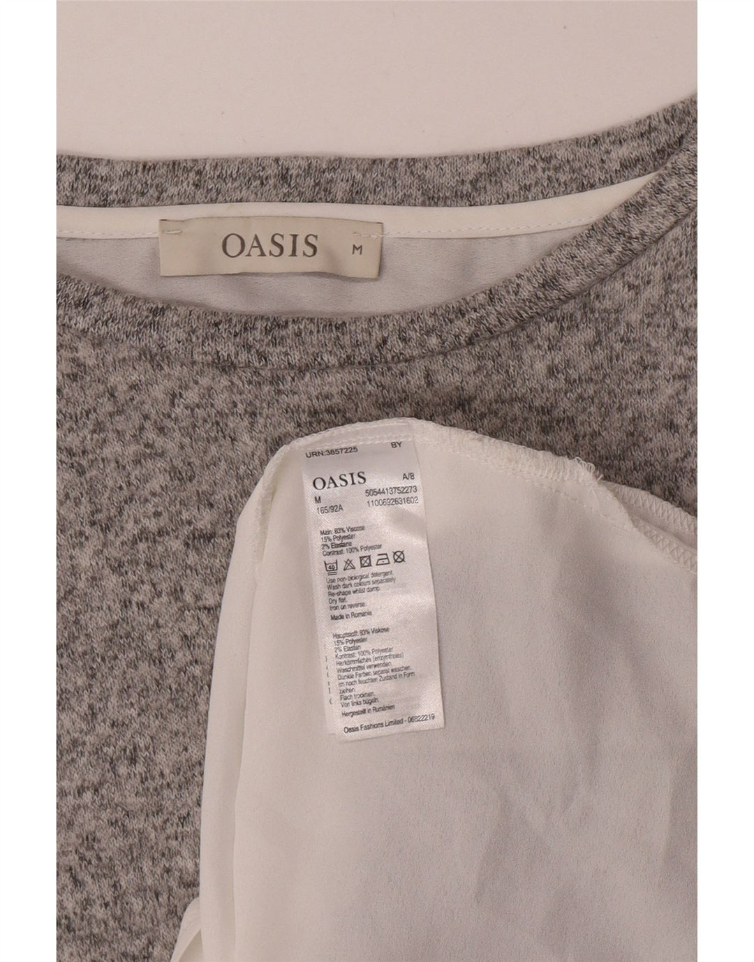 Oasis ženska majica dugih rukava UK 14 srednje siva viskoza u blokovima boja