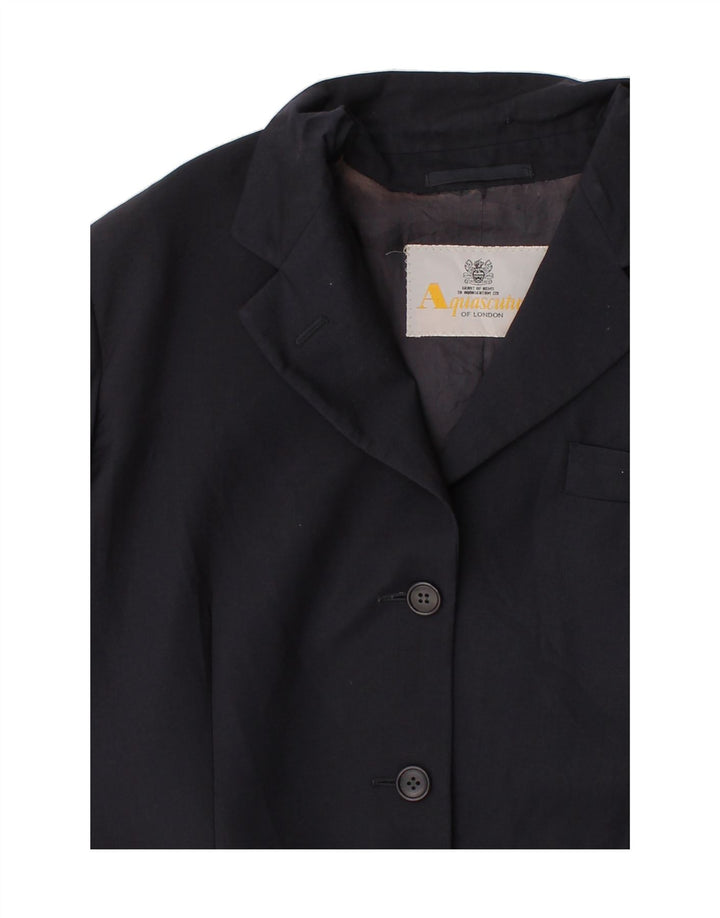AQUASCUTUM Womens 3 Button Blazer Jacket UK 12 Medium Navy Blue Vintage Aquascutum and Second-Hand Aquascutum from Messina Hembry 