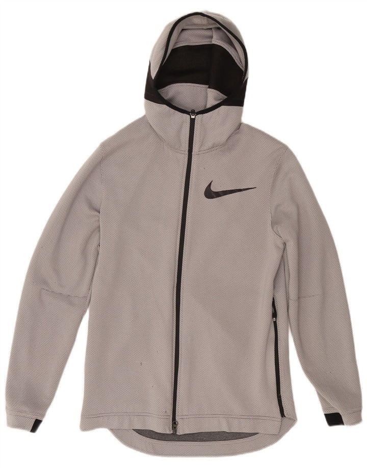 NIKE muški košarkaški pulover s kapuljačom na patentni zatvarač mali sivi poliester