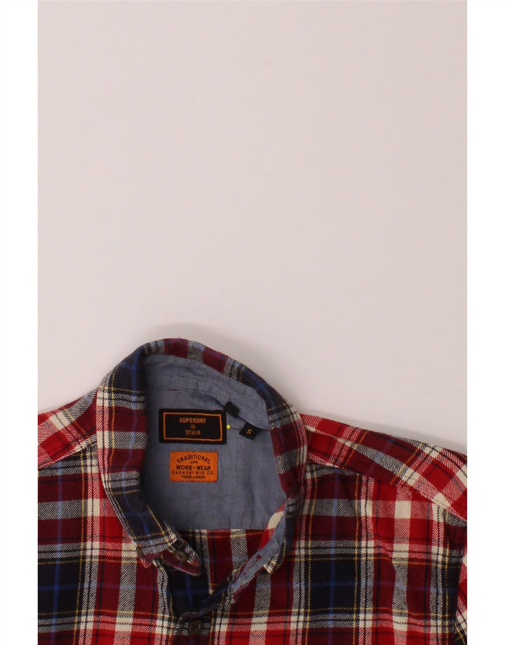 SUPERDRY Mens Flannel Shirt Small Red Check Cotton Vintage Superdry and Second-Hand Superdry from Messina Hembry 