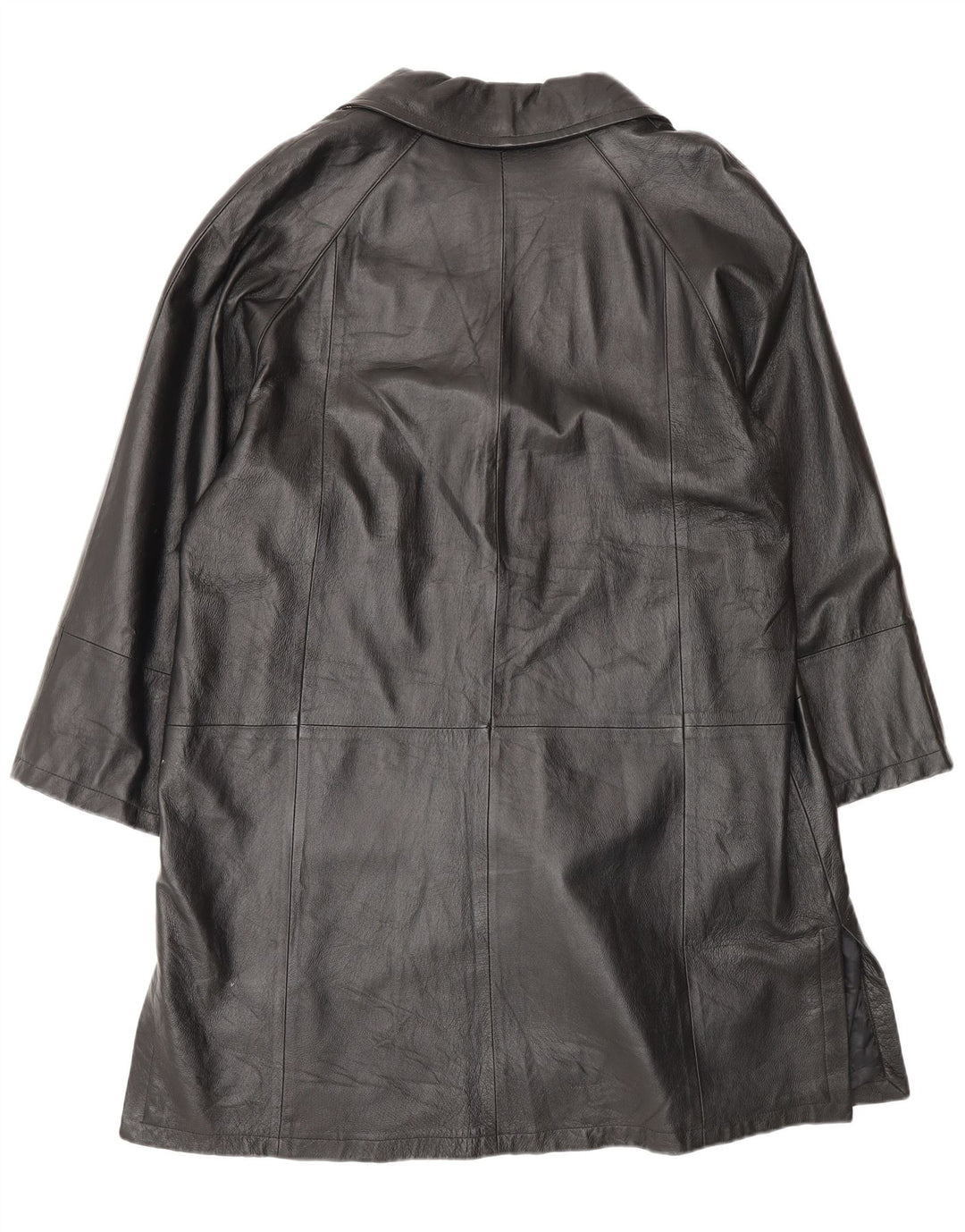 Vintage ženski preveliki kožni kaput IT 50 XL crna koža