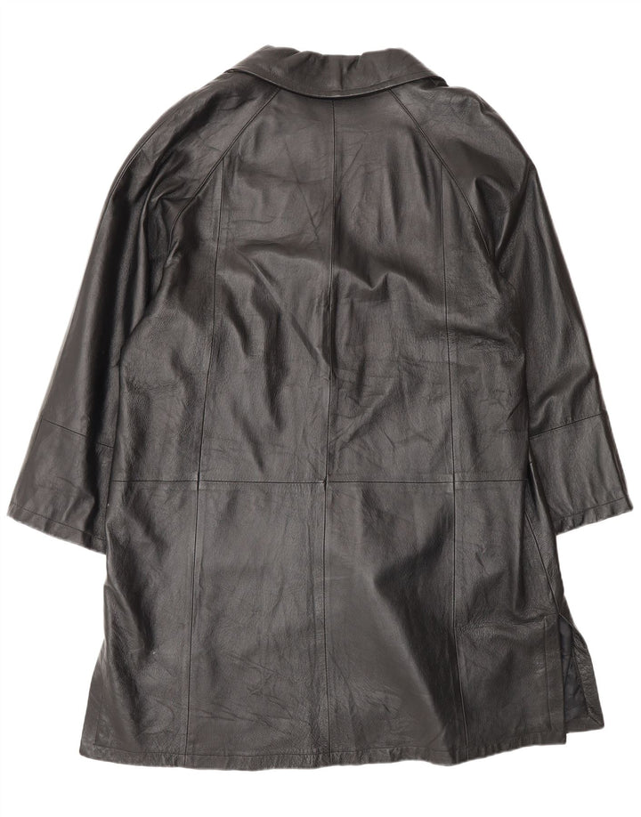 Vintage ženski preveliki kožni kaput IT 50 XL crna koža