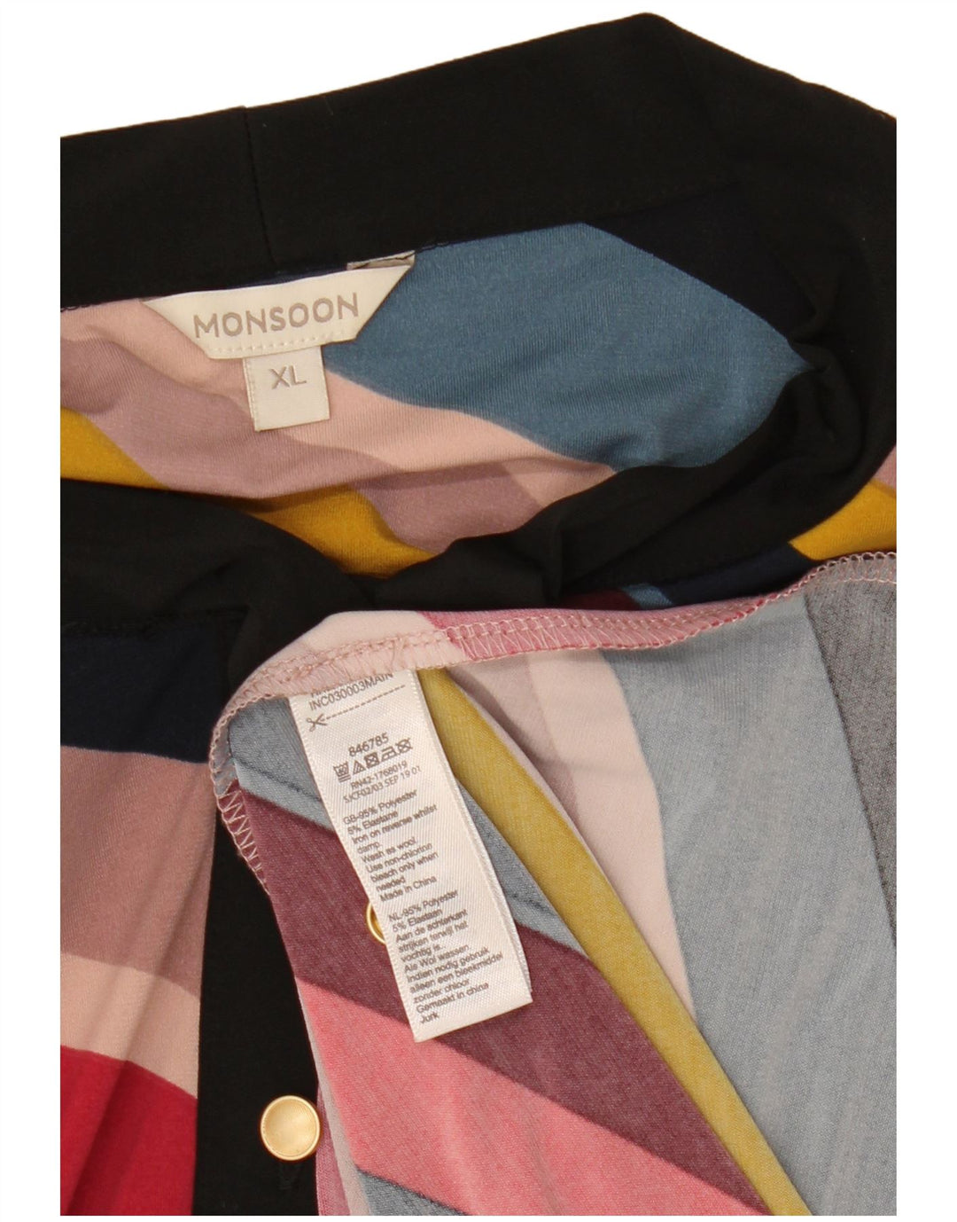 MONSOON ženska maksi haljina s prednjom kravatom UK 18 XL na višebojne pruge