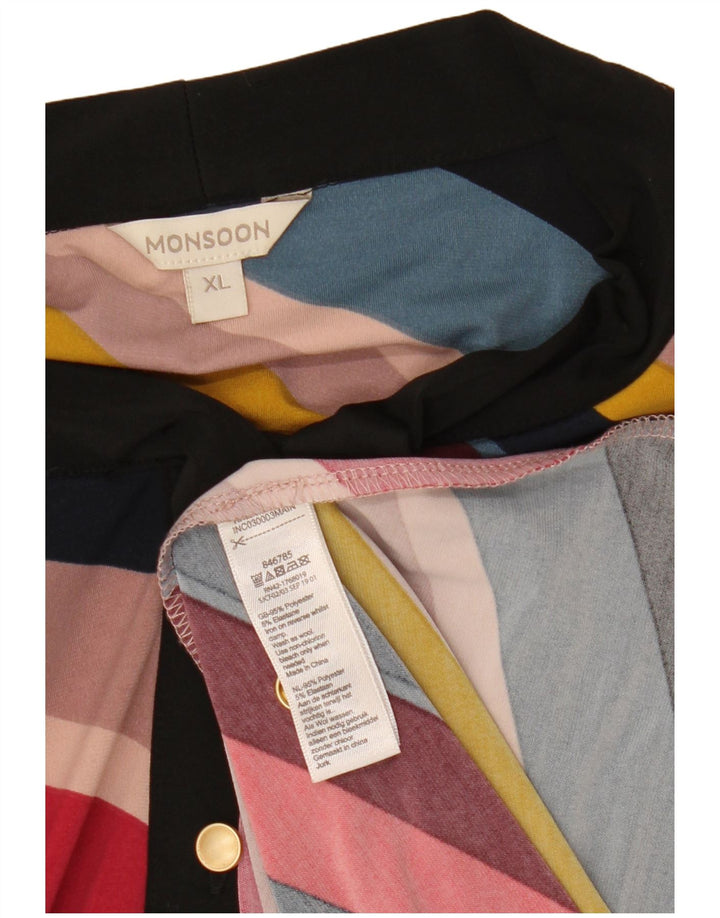 MONSOON ženska maksi haljina s prednjom kravatom UK 18 XL na višebojne pruge